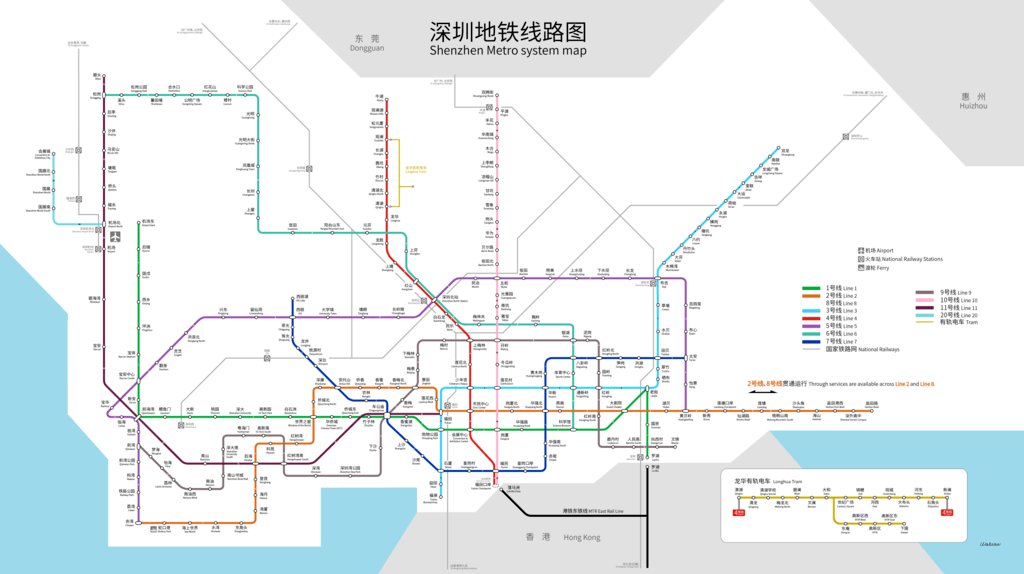 深圳 地下鉄の路線図