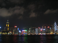 ビクトリアハーバーと香港島のビル夜景の壁紙